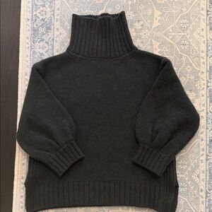 Goop G label dark green heather cashmere Turtleneck Balloon-Sleeve Sweater